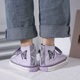 Thanksgiving Gift Y2K Girl Purple Butterfly Embroidery Women Canvas Sneakers Tenis Feminino Espadrilles Girl Reflective Canvas Shoes