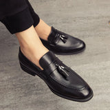 LOURDASPREC-Graduation Gift Men Casual Shoes Breathable Leather Loafers Business Office Shoes For Men Driving Moccasins Comfortable Slip On Tassel Shoe