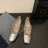 Lourdasprec New Women Flat Shoes Fashion Square Toe Shallow Ladies Mary Jane Ballerinas Flat Heel Casual Ballet Shoes