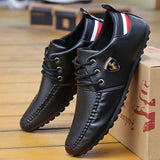 LOURDASPREC-Graduation Gift - Solid Color Non-slip Men Driving Shoes Spring Autumn New Leather Breathable Men's Peas Shoes British Casual Sneakers