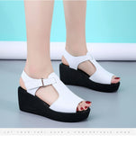 Graduation Gift Big Sale  Open Head Plus Size 35-40 Medium Heel Platform Sandals Women Wedding Shoes 2022 Summer Casual Wedges Sandals for Beach Office