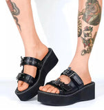 Lourdasprec  Brand Design Gothic Style Vampire Cosplay Platform Wedges Woman Shoes Sandals Summer Cosy Fashion Women Shoes Slipper Sandals