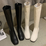 Halloween Lourdasprec Winter Heel Women's Long Boots High Quality Soft Leather Ladies Knight Boots Casual Knee-High Boots