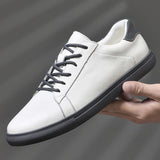 LOURDASPREC-Graduation Gift - Men Casual Shoes Luxury Brand Fashion Black White Sneakers Men 100% COw Leather Breathable Soft Walking Footwear