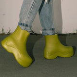 Lourdasprec  Women Modern Fashion Design Boots Waterproof Solid EVA Rainy Boot Platform Flat Non Chunky Heel Sole Ladies Sexy Shoes Whosale