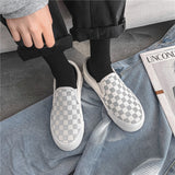 LOURDASPREC-Graduation Gift - Spring and Summer New Cloth Shoes Flat Lazy Reflective Lattice Leisure Couple Board Men's