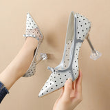 Graduation Gift Big Sale New Clear Heels for Women Sweet Elegant Dress Pumps Womens Stiletto High Heel Girl Fashion Summer Shoes Woman Bow 2022