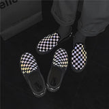 LOURDASPREC-Graduation Gift - Spring and Summer New Cloth Shoes Flat Lazy Reflective Lattice Leisure Couple Board Men's