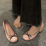 Lourdasprec Designers Butterfly-knot Women Pumps Fashion Shallow Slip On Thick Low Heel Sandalias Ladies Elegant Outdoor Mary Jane Shoes