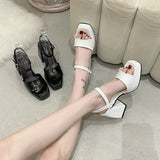 Lourdasprec Summer Luxury Sandals Anti-Skid Espadrilles Platform Sale Of Women's Shoes All-Match Block Heels Suit Female Beige Buckle