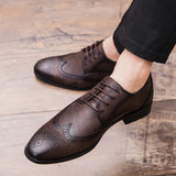 LOURDASPREC-Graduation Gift Brogue Formal Shoes Men Dress Leather Shoes Fashion Men Flats Shoes Genuine Retro Pointed Toe Oxford Male Footwear Zapatos