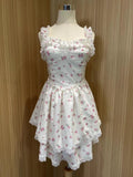 Lourdasprec-Kawaii Aesthetic Coquette Dollette Floral Print Corset Dress