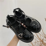 Lourdasprec  Japanese Lolita Shoes Star Buckle Strap Mary Janes Women Cross-Tied Platform Shoe Patent Leather Girls Rivet Casual Shoes