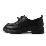 Lourdasprec Genuine Leather Pumps Shoes Woman Black Low Heeled Casual Comfortable Oxford Shoes For Women Loafers Brand Footwear Spring