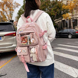 Lourdasprec Graduation Gift Big Sale  2022Cute Women Backpacks Waterproof Multi-Pocket Nylon School Backpack for Student Female Girls Kawaii Laptop Book Pack Mochilas LL17
