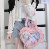 Lourdasprec-Harajuku Japanese Ita Bag Kawaii Aesthetic Heart Shaped Showcase Shoulder Bag