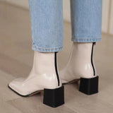 Halloween Lourdasprec 2022 New Chelsea Women Ankle Boots Fashion Square Toe Back Zippers Ladies Elegant Short Boots Square High Heel Shoes Pumps