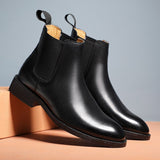 LOURDASPREC-Graduation Gift - Spring Winter Elegant Chelsea Boots Genuine Leather Men Shoes Slip-on Dress Formal Boots Mens Boots Shoes for Men Chelsea Boots