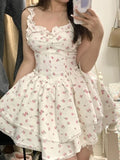 Lourdasprec-Kawaii Aesthetic Coquette Dollette Floral Print Corset Dress