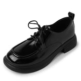 Lourdasprec Genuine Leather Pumps Shoes Woman Black Low Heeled Casual Comfortable Oxford Shoes For Women Loafers Brand Footwear Spring