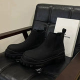 Lourdasprec-Winter Black Leather Boots