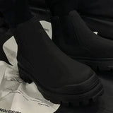 Lourdasprec-Winter Black Leather Boots