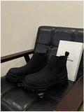 Lourdasprec-Winter Black Leather Boots