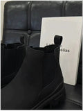 Lourdasprec-Winter Black Leather Boots