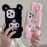 Lourdasprec-Kawaii Kuromi My Melody Hello Kitty Fluffy iPhone Case