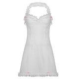 Lourdasprec-Korean Aesthetic Coquette Dollette Corset Style White Lace Dress