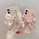 Lourdasprec-Harajuku Kawaii Fashion Gyaru Bow Pearl iPhone Case